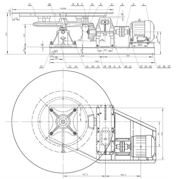 座式圓盤給料機結(jié)構(gòu)圖紙